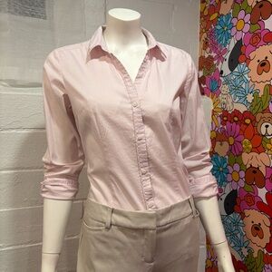 H&M Pink Fitted Button Down Shirt with Dress Collar